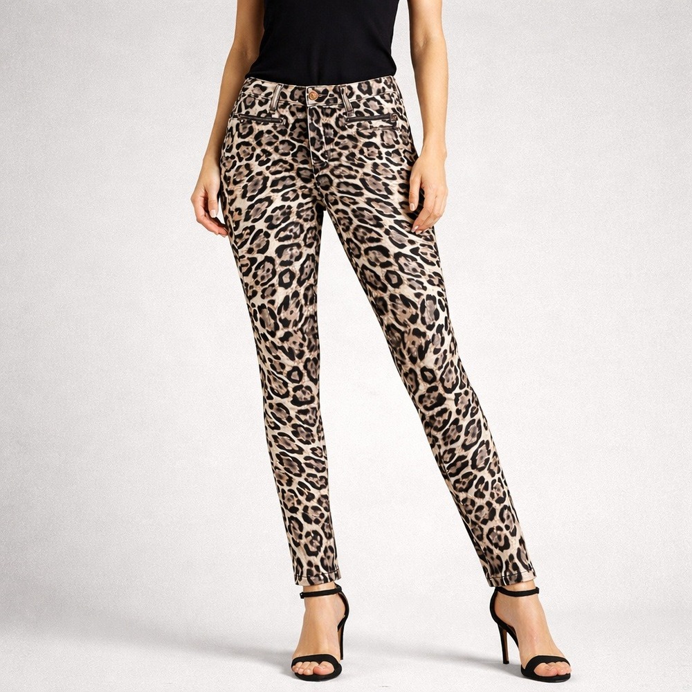 Cambio Lavinia Leopard Print Skinny Moto Pants Animal EU 38 US 8‎ Great, RARE